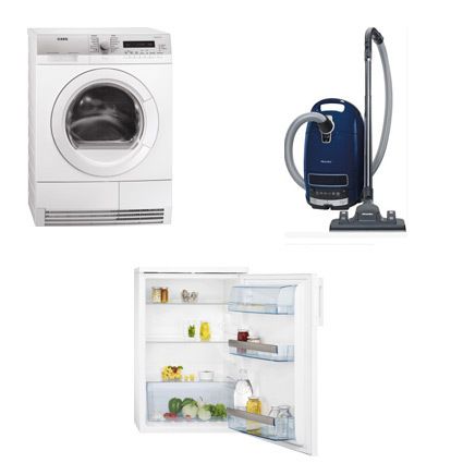 wasmachine, stofzuiger en koelkast